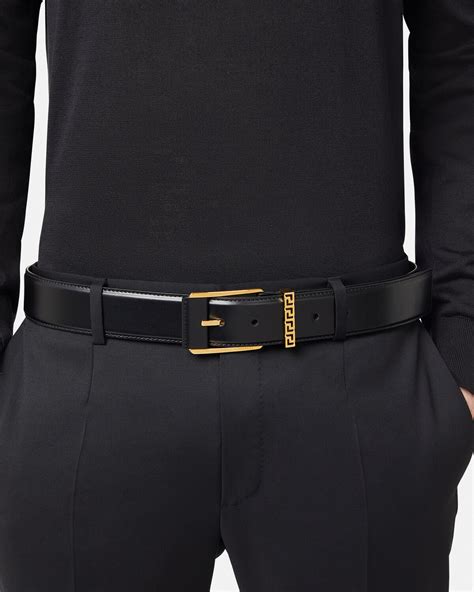 Versace Greca Accent Leather Belt 